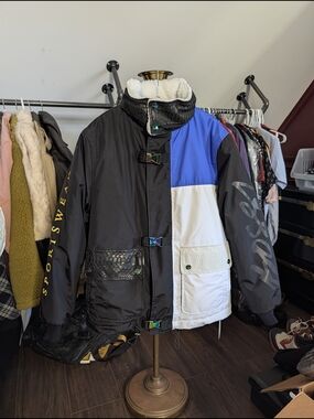 BOSSI Real PYTHON Sherpa Trim Puffer Coat Made In USA NWT Sz Small